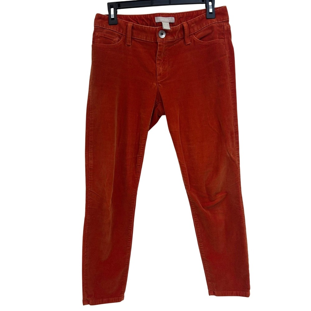 Banana Republic Skinny Ankle Orange Corduroy Pants Women 27P Straight Leg EUC